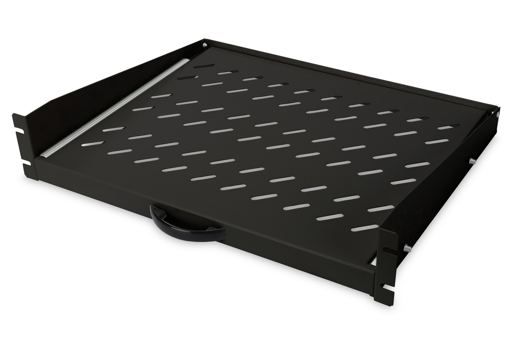 Digitus Rack-Regalboden 19", ausziehbar – 2U – 483 × 367 × 88 mm – 30 kg – schwarz – Stahl