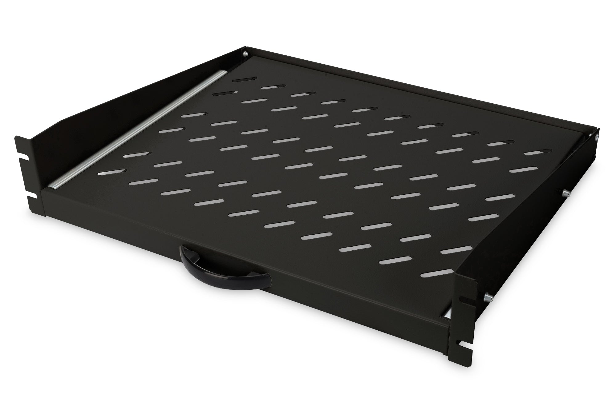 Digitus Rack-Regalboden 19", ausziehbar – 2U – 483 × 367 × 88 mm – 30 kg – schwarz – Stahl