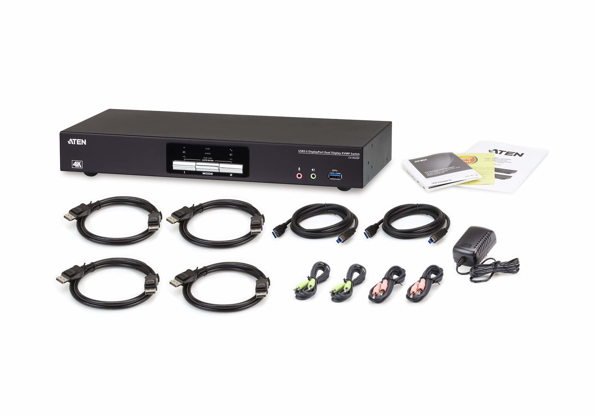 ATEN KVM-Switch, USB 3.2 Gen 1/DisplayPort, 4K (3840 × 2160), Dual-Display