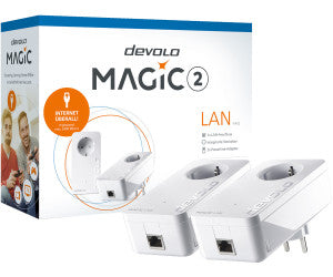 Devolo Magic 2 LAN Starter Kit – Powerline 2400 Mbit/s, 1× 1G RJ‑45, Weiss, 2er-Set