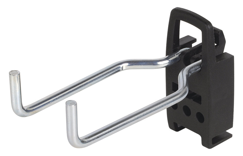 wolfcraft GmbH Wolfcraft Lochwand-Doppelhaken – 3-teilig, J-Haken, Nutzlast 2 kg, Schwarz, B 45 × H 68 × T 110 mm
