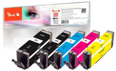 Peach Tintenpatronen-Multipack CMYK, 1×13 ml + 4×8,5 ml, kompatibel – für Canon Pixma IP7250, MX925 und andere