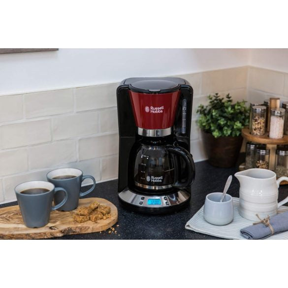 Russell Hobbs Filterkaffeemaschine – 10 Tassen, 1,25 l, Karaffe, Rot, 28 × 40 × 25,6 cm