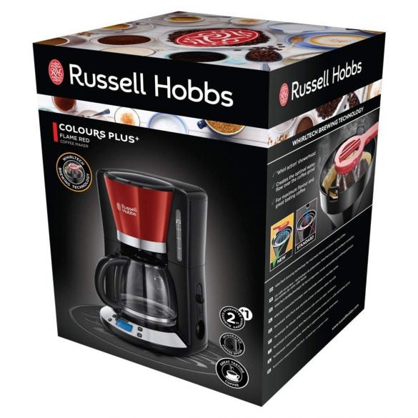 Russell Hobbs Filterkaffeemaschine – 10 Tassen, 1,25 l, Karaffe, Rot, 28 × 40 × 25,6 cm