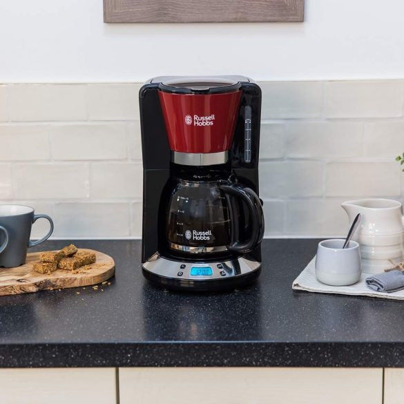 Russell Hobbs Filterkaffeemaschine – 10 Tassen, 1,25 l, Karaffe, Rot, 28 × 40 × 25,6 cm