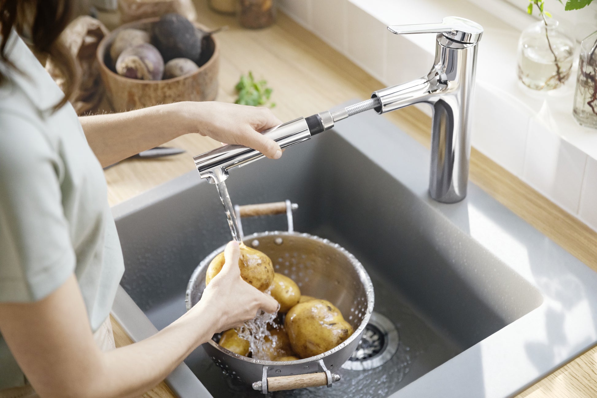 Hansgrohe Einhebelmischer Zesis M33 – 5,1×23,1×25,9 cm, Messing, Ausziehbare Brause, Chrom