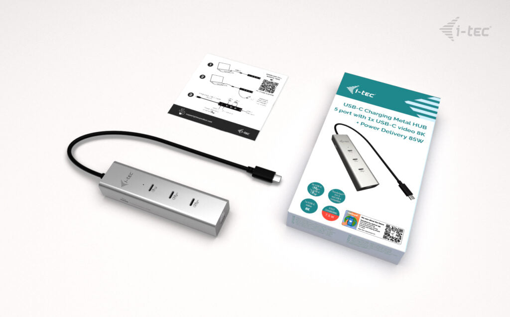 i-tec USB-Hub – USB-C, USB-C Video 8K, 85 W PD, für Windows/Mac/ChromeOS