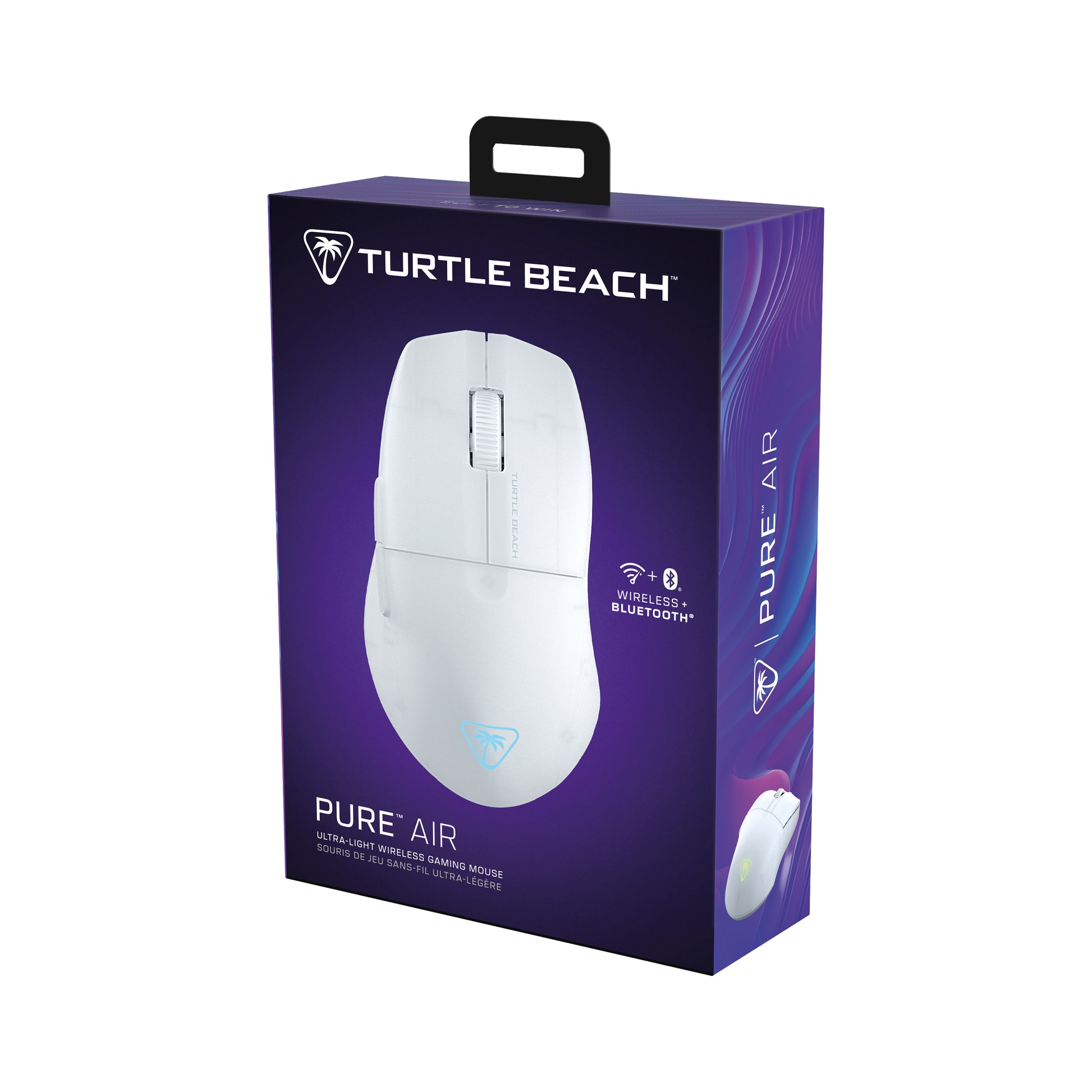 Turtle Beach Pure Air Gaming-Maus – Kabellos, Bluetooth + 2,4 GHz, USB-C, 26'000 dpi, RGB-Projektion, Weiss