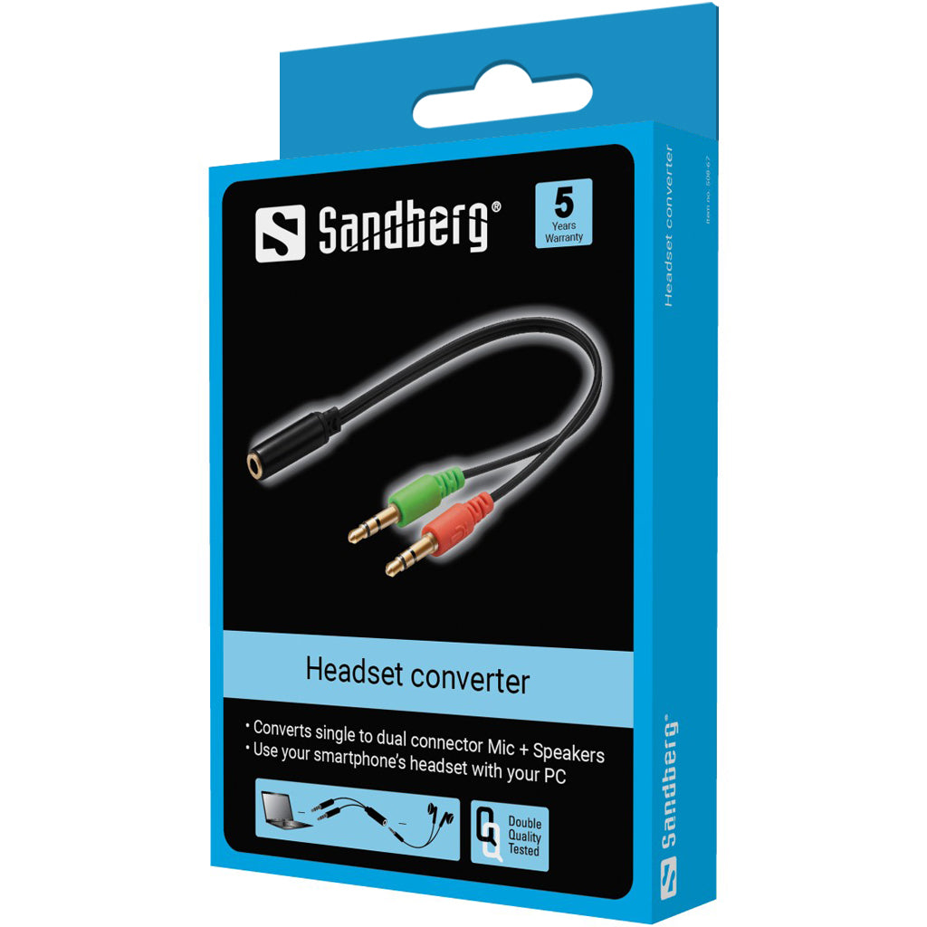 Sandberg Headset Konverter Mobile zu PC Adapter, für Mobile/PC