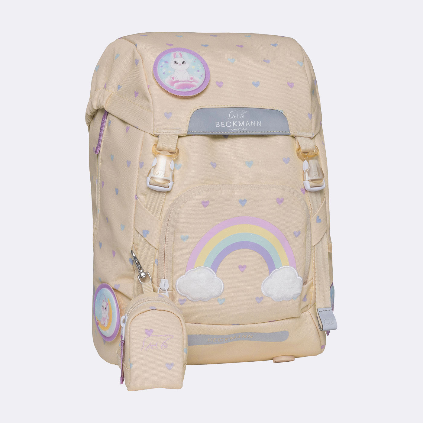 Beckmann Classic – Schulrucksack-Set 6-teilig, Yellow Heart, 22 l, 24×37×25 cm