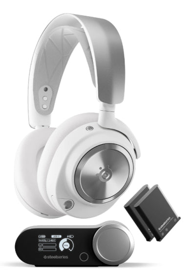 SteelSeries Arctis Nova Pro WL – Over-Ear Gaming-Headset – Wireless – Weiss, für PC/PS4 – bis 44 h