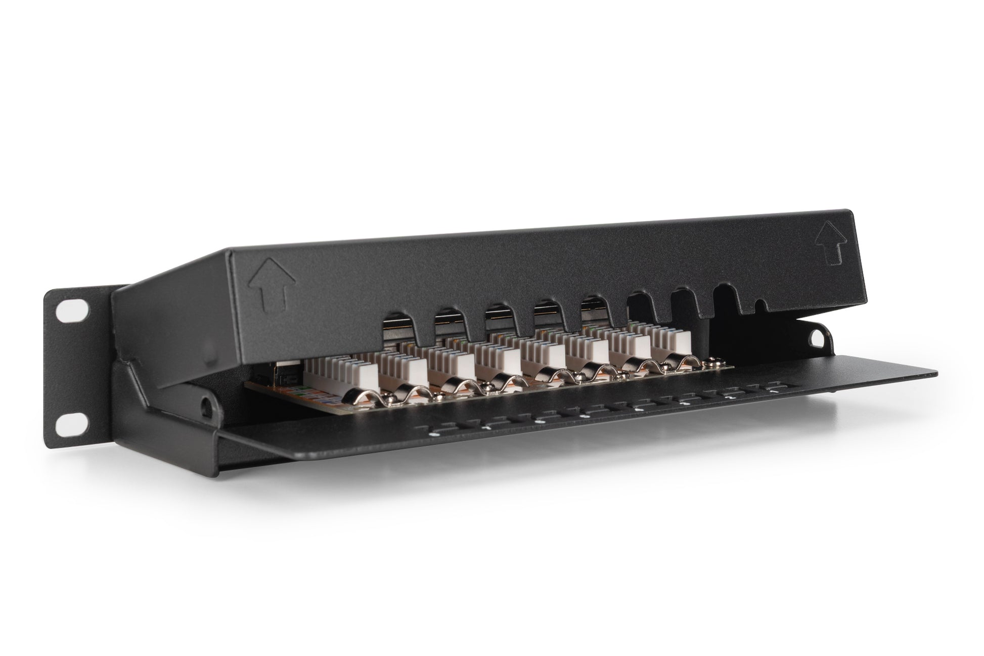 Digitus CAT 6 (Klasse E) Patchpanel – geschirmt, 8× RJ-45, Rackeinbau, 1U, schwarz