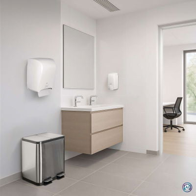 MAUL Systempapierkorb – 40 l – Edelstahl, rechteckig – 2-fach – schwarz/silber