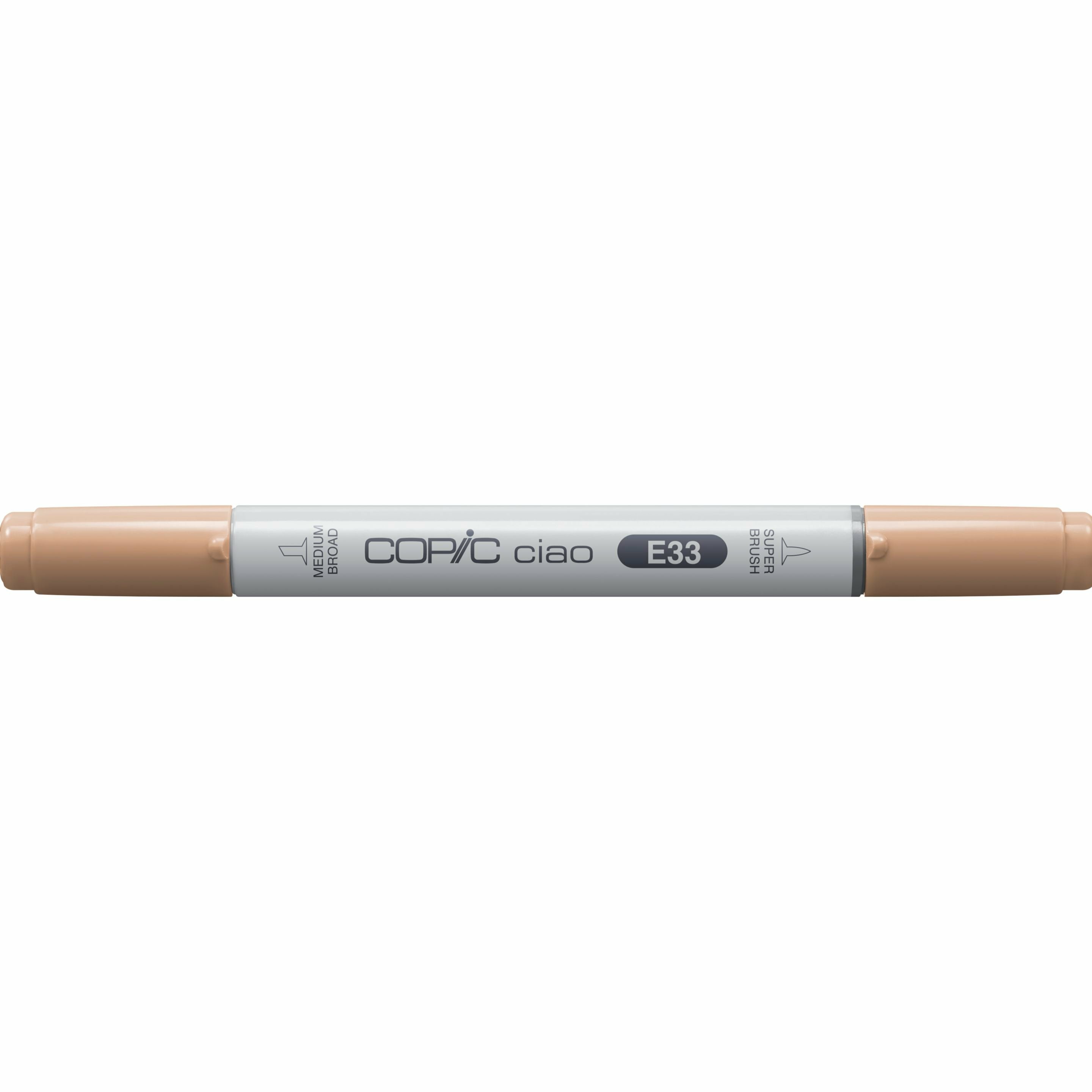 Copic Ciao Pinselstift, Doppelspitze – Pinsel + Keilspitze, alkoholbasiert, beige