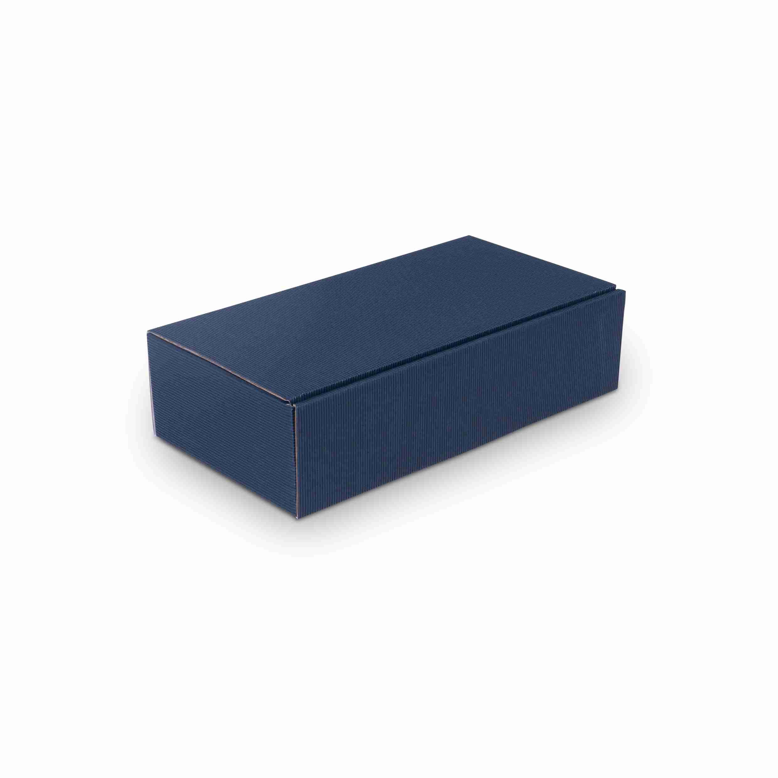 Model Weinpräsentkarton Offene Welle dunkelblau – Innenmass 180 × 360 × 90 mm – für 2 Flaschen (Flaschenhöhe m – 1 Stk., ab 100 Stk.