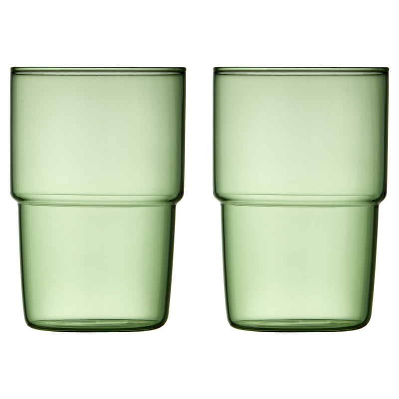 Lyngby Glas Trinkglas Torino – 2er Set, 400 ml, Ø 7,7 cm, H 11,5 cm, Glas, Grün, spülmaschinenfest