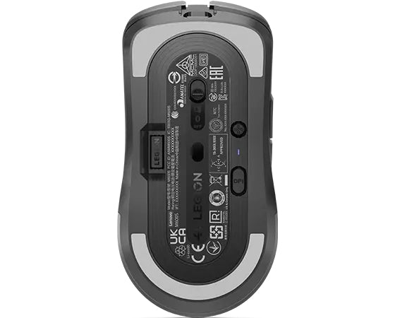 Lenovo M600S Gaming-Maus – kabellos, Bluetooth + 2,4 GHz, USB-C, 19'000 dpi, 6 Tasten, beidhändig, grau