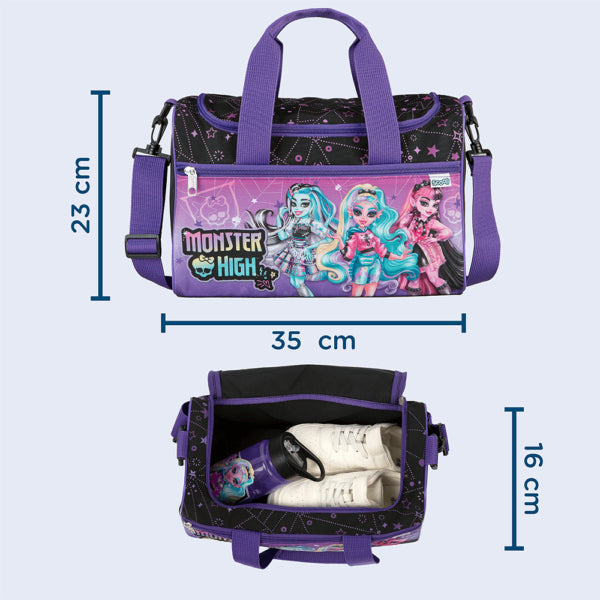 Scooli Sporttasche Monster – 8 l, Polyester, Violett, 33 × 22 × 16 cm