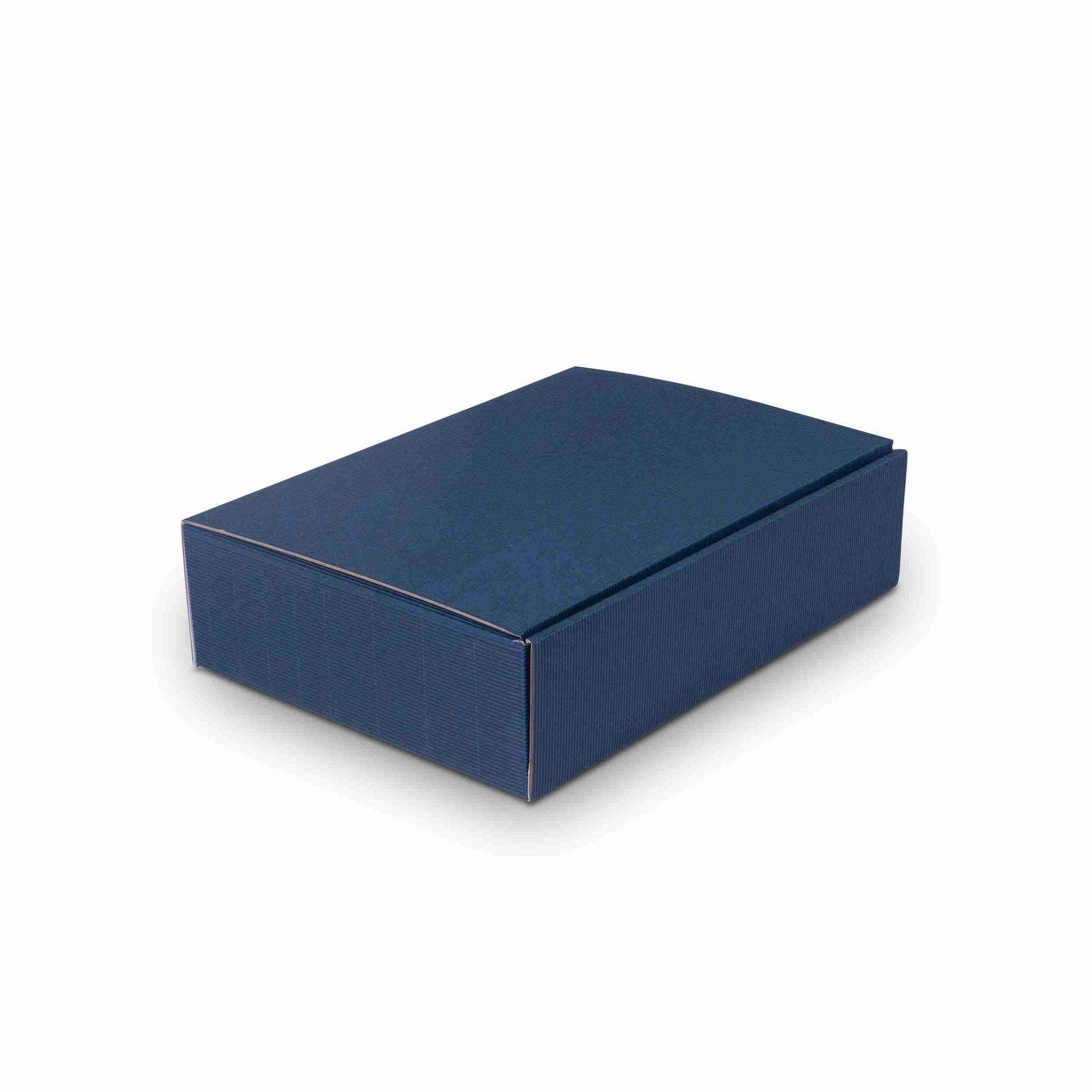 Model Weinpräsentkarton offene Welle, Wellpappe, dunkelblau – Innenmass 360 × 90 × 250 mm – für 3 Flaschen – 1 Stk., ab 100 Stk.