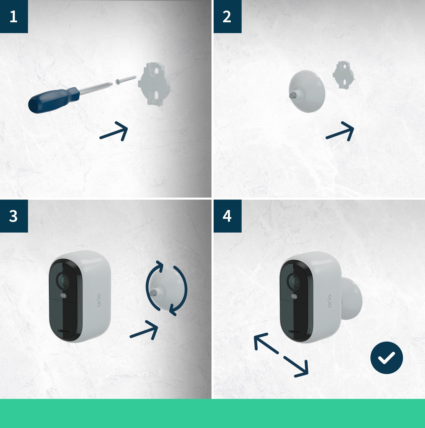 Arlo VMC2450 Wildkamera – 2 MP, Reichweite 7 m, Akku, Weiss, 4er-Pack