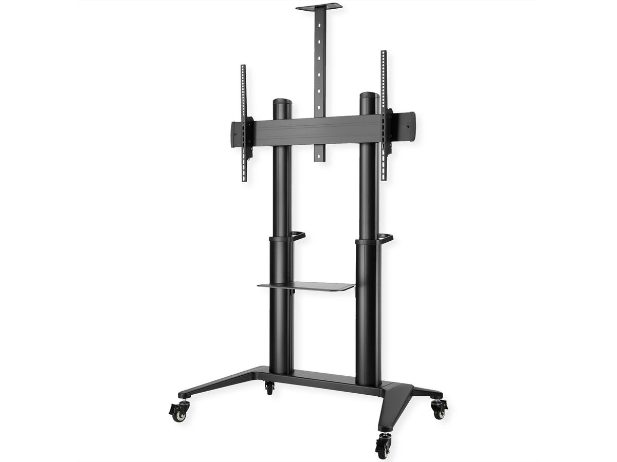 ROLINE TV-Wagen – 70–120" – VESA 200×200–1000×600 – bis 140 kg, Höhenverstellbar, mit Rollen – Schwarz