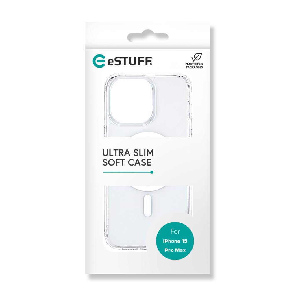 eSTUFF BERLIN – Backcover – für Apple iPhone 15 Pro Max – MagSafe, TPU, Transparent