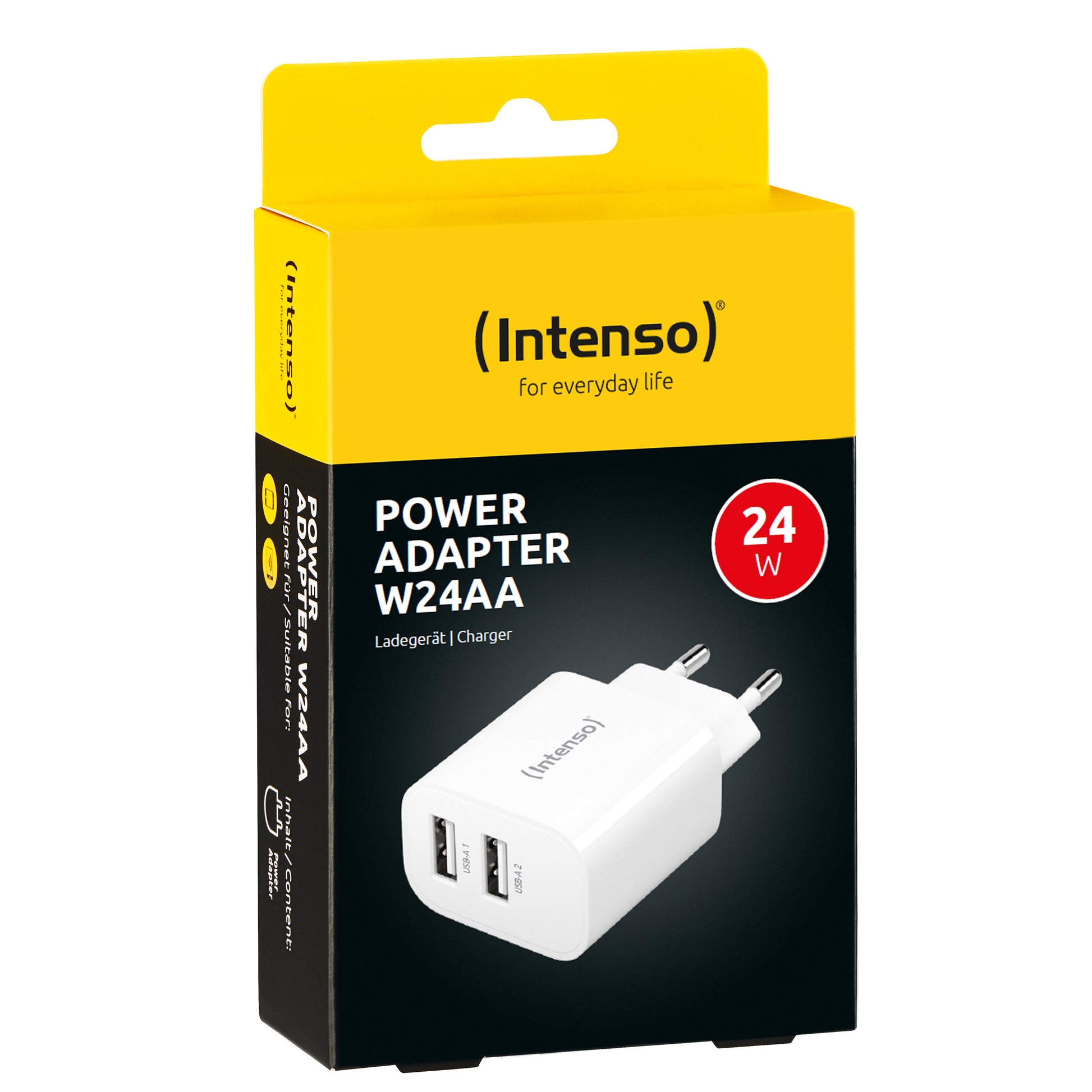 Intenso W24AA USB-Ladegerät 24 W – USB-A×2 – EU-Stecker (Typ C), Weiss