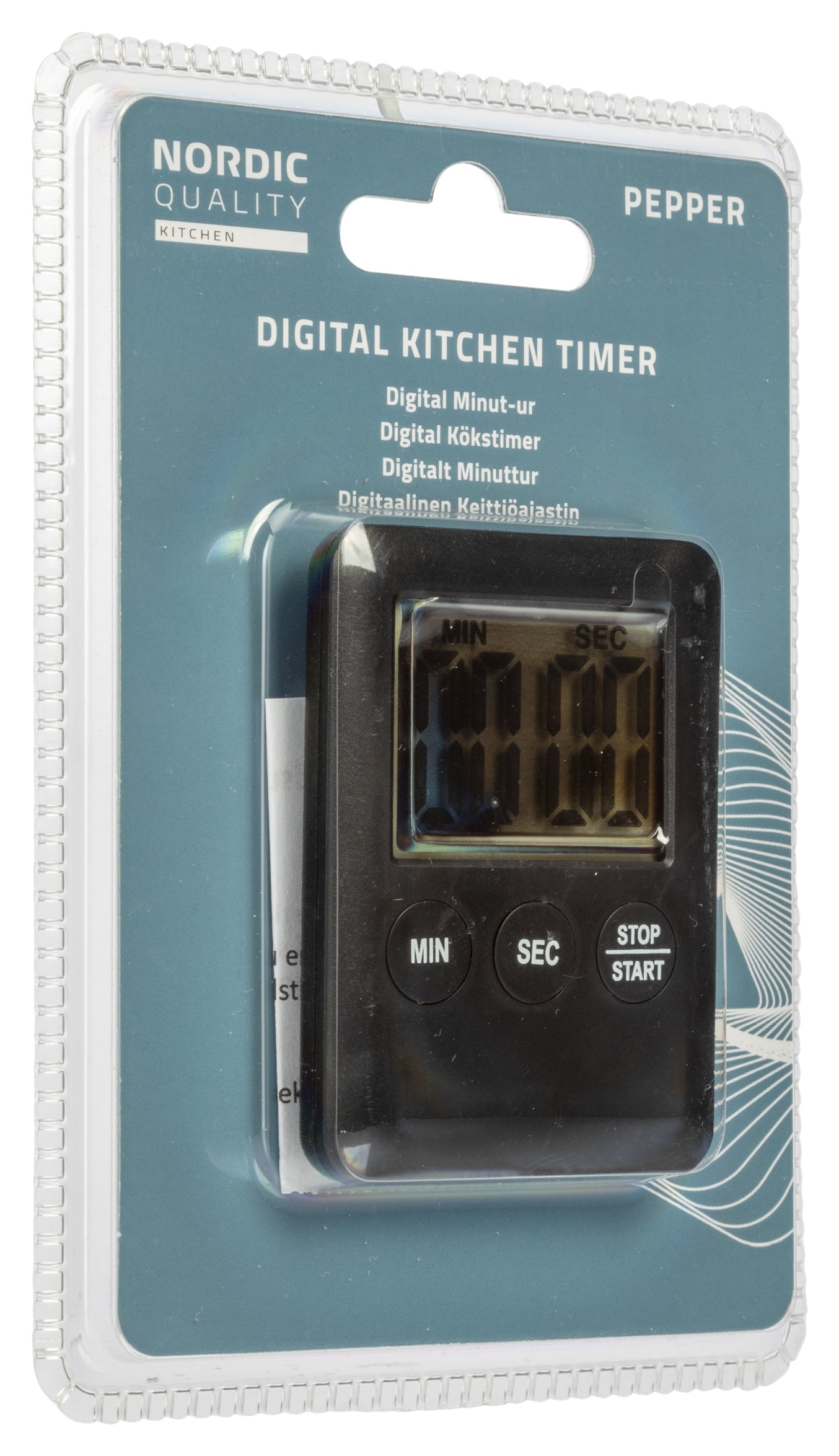 Nordic Quality Digitaler Küchentimer, 99 Min, 10,5 × 1,6 × 14,5 cm, magnetisch, LCD-Display, schwarz