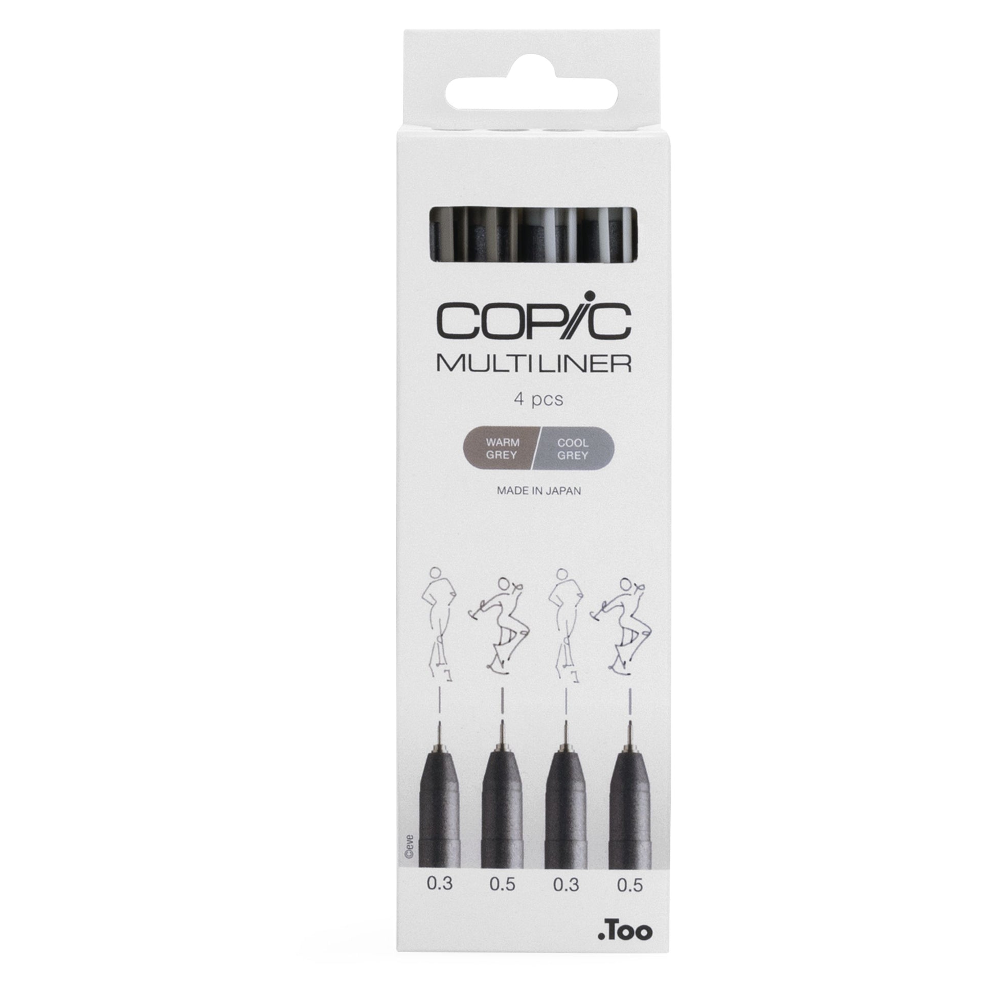 Copic Multiliner Fineliner Set – 4 Stk., 0,3–0,5 mm, 2 Farben, wasserfest
