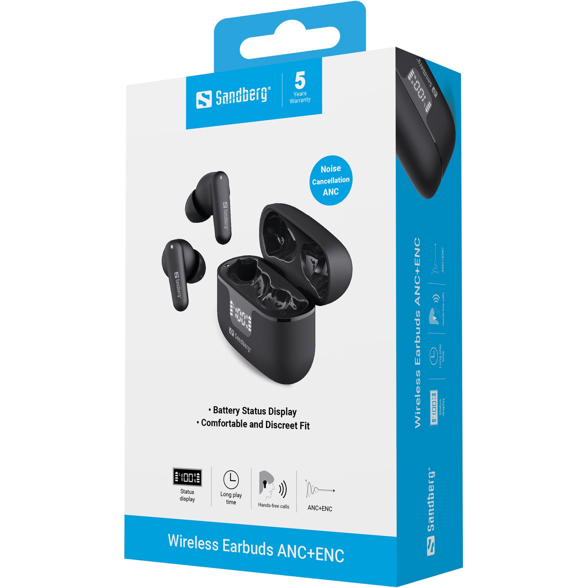 Sandberg 126-52 TWS In-Ear – Stereo, ANC, mit Ladecase, Schwarz, BT 6.0