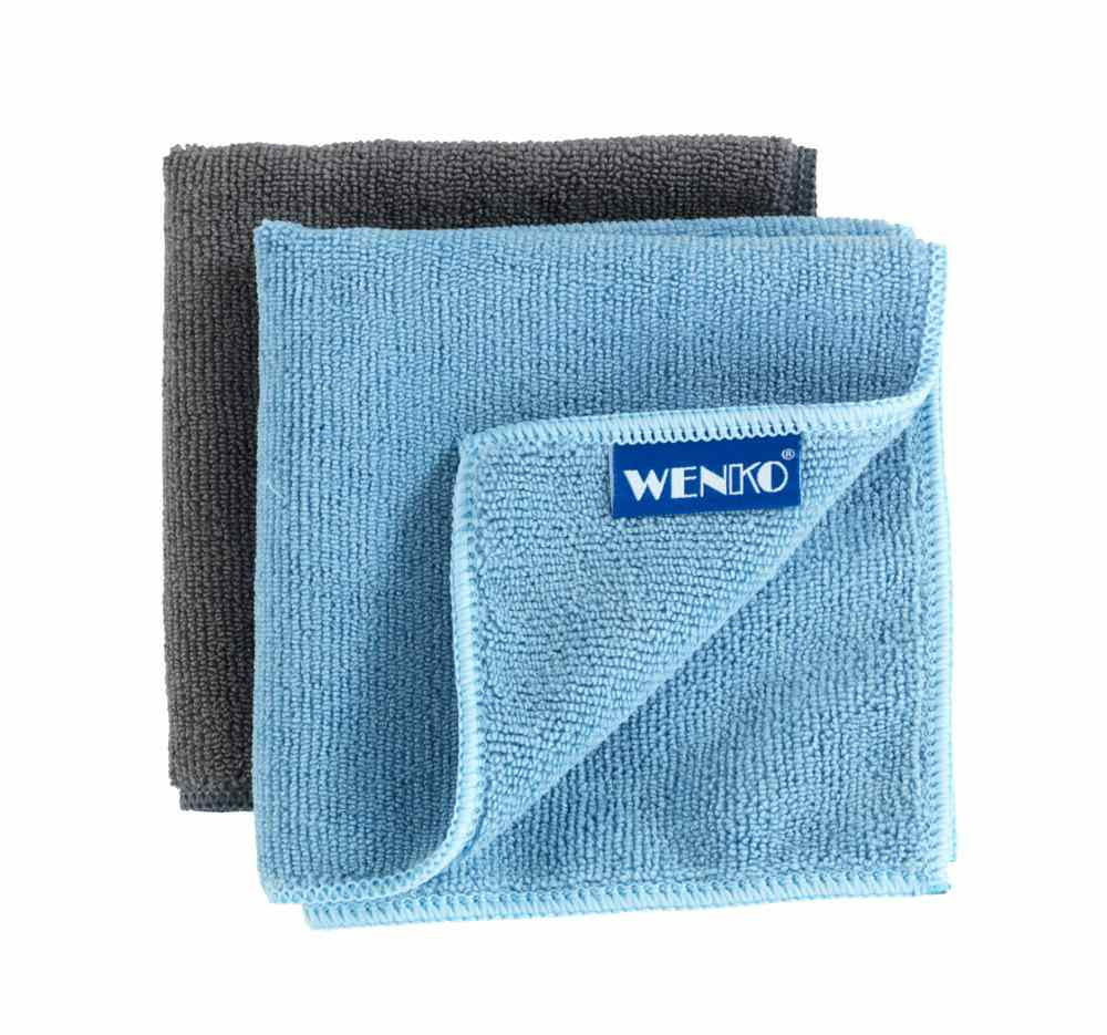 Wenko Mikrofasertuch Miko – grau – 30 × 30 cm – Polyester – 2er-Set