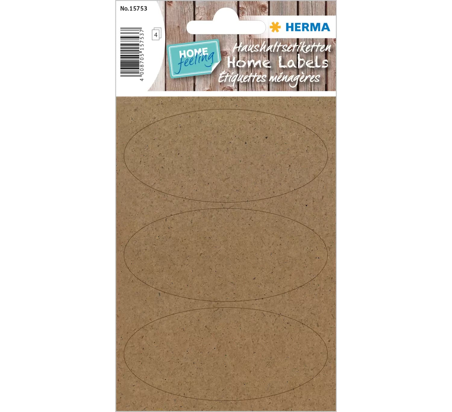 HERMA Haftetiketten – oval 76 × 34 mm, permanent, braun, Papier, 4 Blatt (12 Stk.)