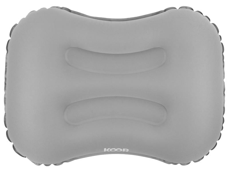 KOOR Reisekissen Sonno – aufblasbar, faltbar – für Auto, Flugzeug – 280 × 90 × 450 mm – grau – Polyester