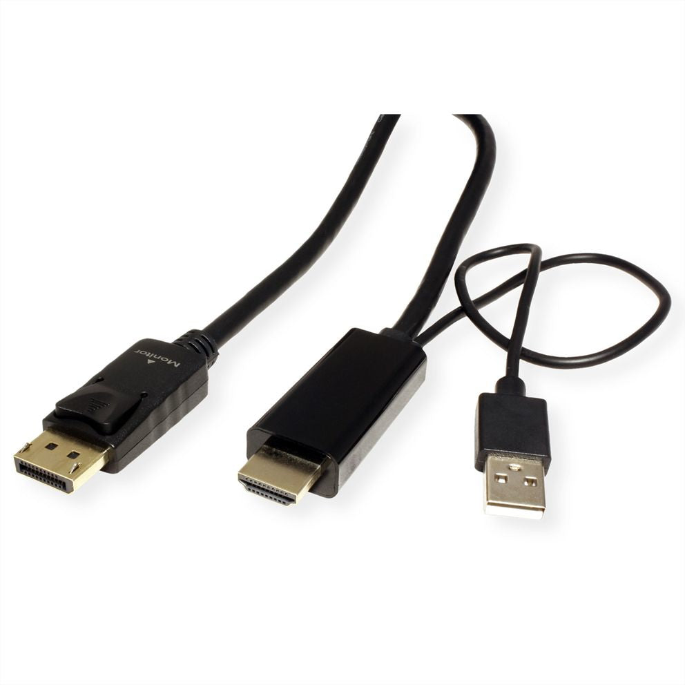 ROLINE HDMI auf DisplayPort Kabel DP 1.2 – 4K 60 Hz – 3 m