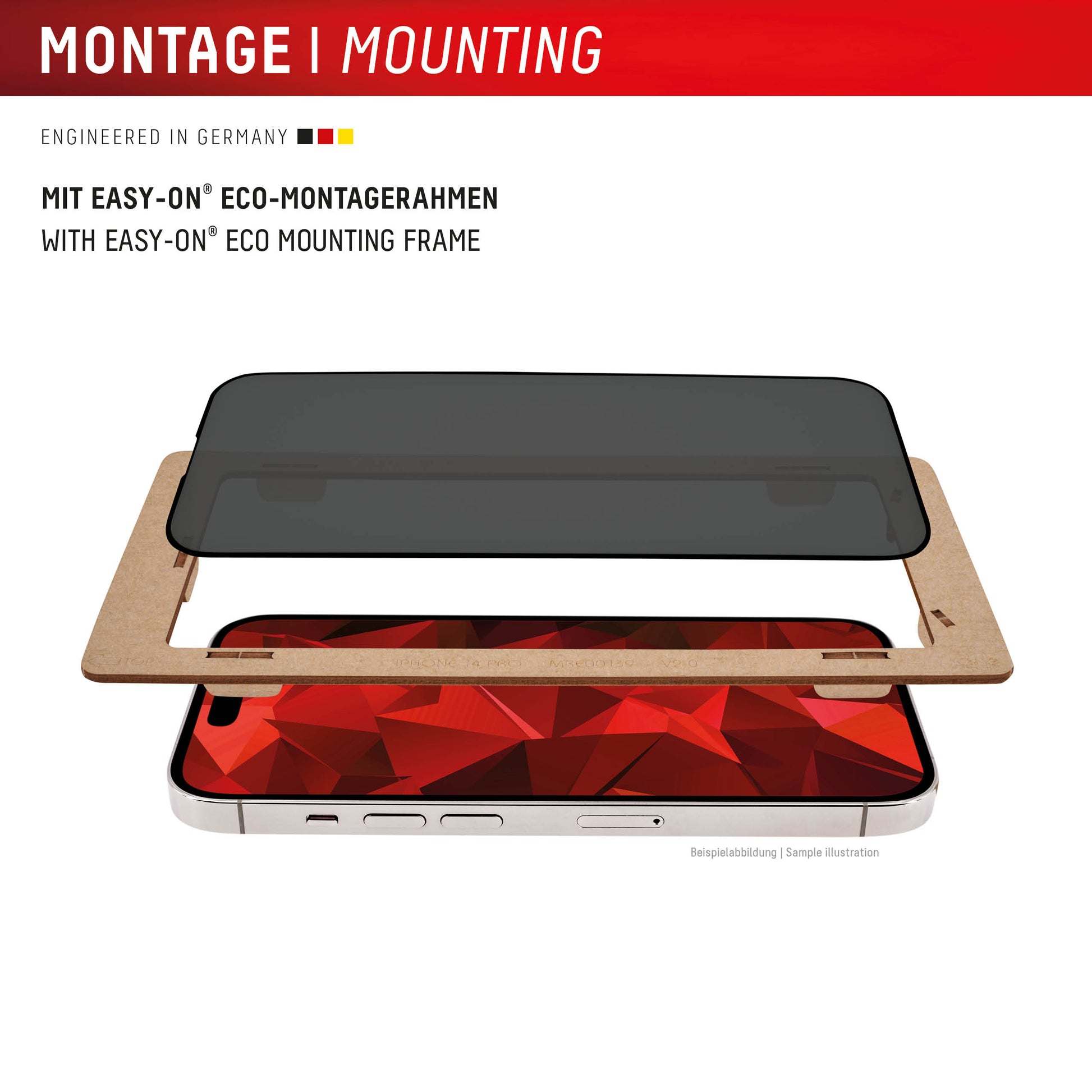 Displex Privacy-Filter (Panzerglas), Full Cover – für iPhone 16 Pro – mit Applikator