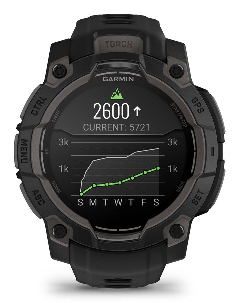 Garmin Instinct 3 – GPS-Smartwatch – 45 mm, 1,2" AMOLED, NFC, 10 ATM, Schwarz, Silikonband