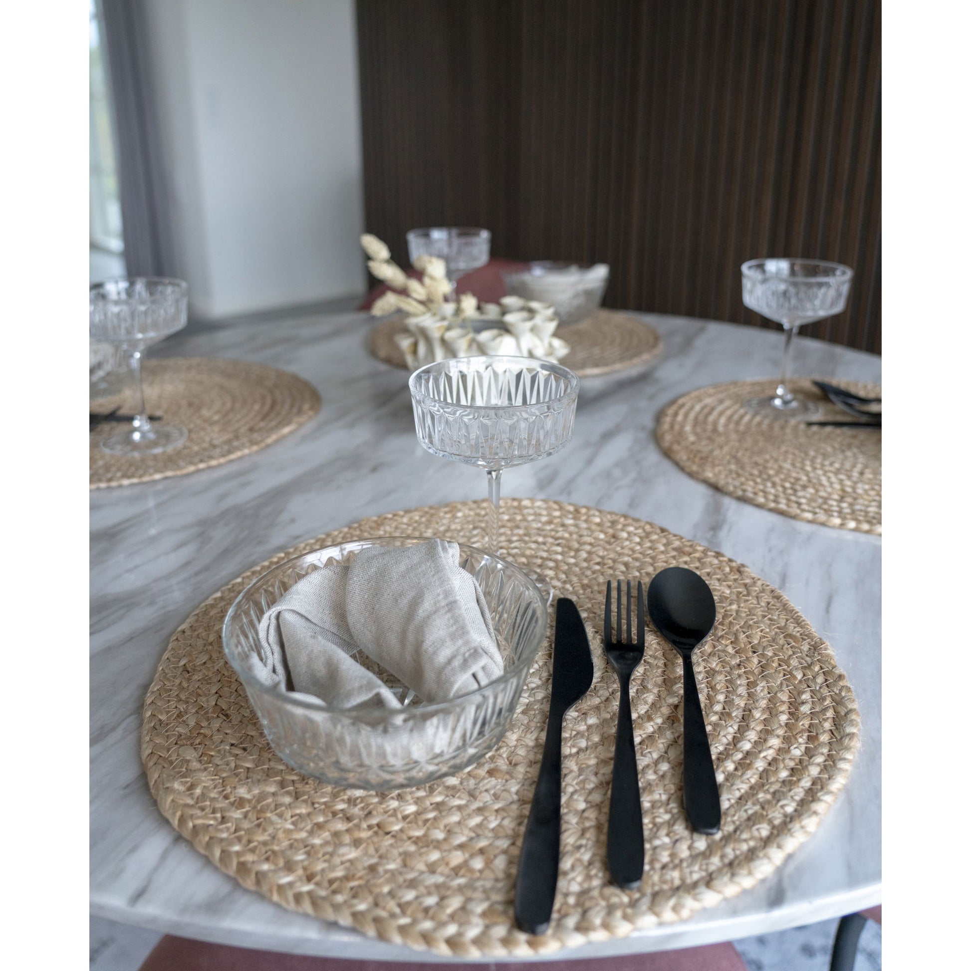 House Nordic Tischset Bombay – rund, Jute, natur, Ø38 cm – 4er-Set