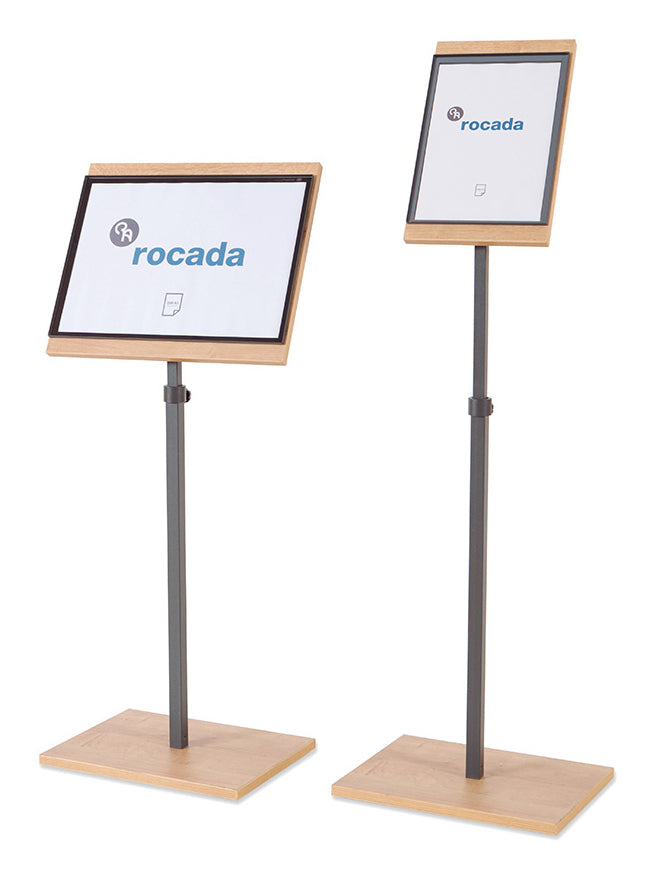 Rocada Boden-Prospektständer NAT0706 – für A3, 1 Fach, Schwarz, Melamin/Stahl, 400×300×1020 mm