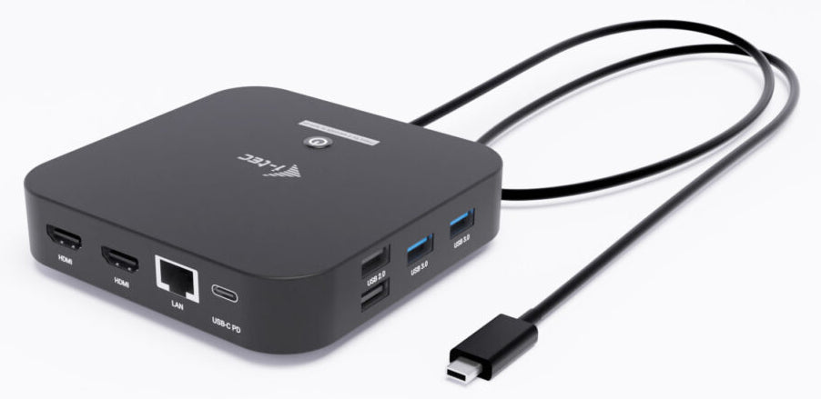 i-tec USB-C Dual HDMI DS Dockingstation – USB-C, 2× HDMI, 4× USB-A, 3× USB-C, 100 W PD, GbE, 3,5 mm Audio, für