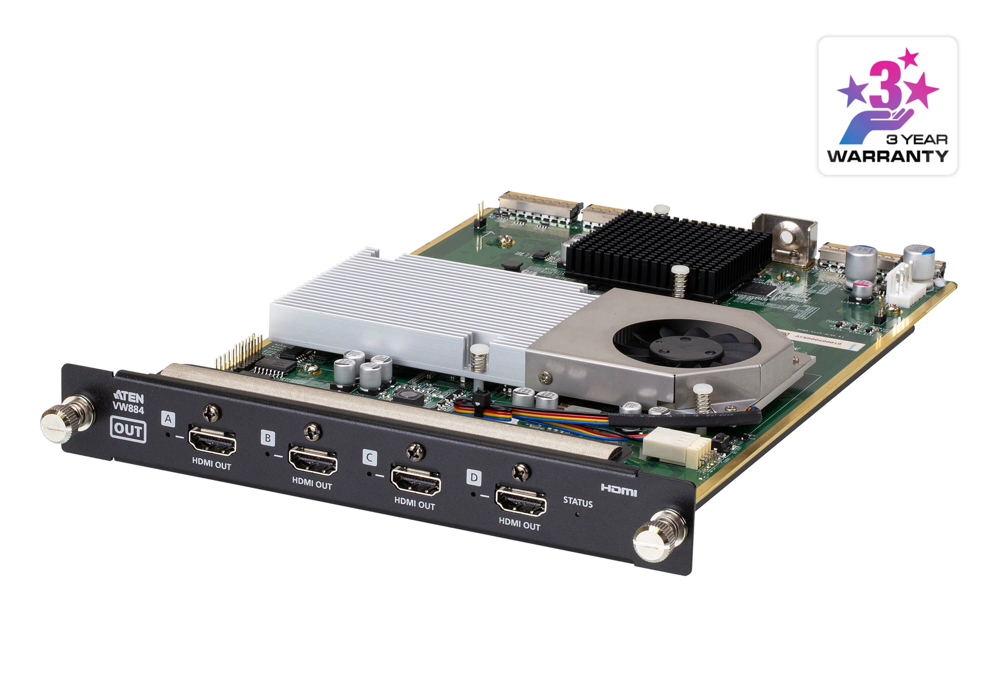 ATEN VW884 – HDMI-Ausgangskarte, 4× HDMI Out, 4K@30 Hz, HDR, HDCP 2.2, für VW3620, Schwarz