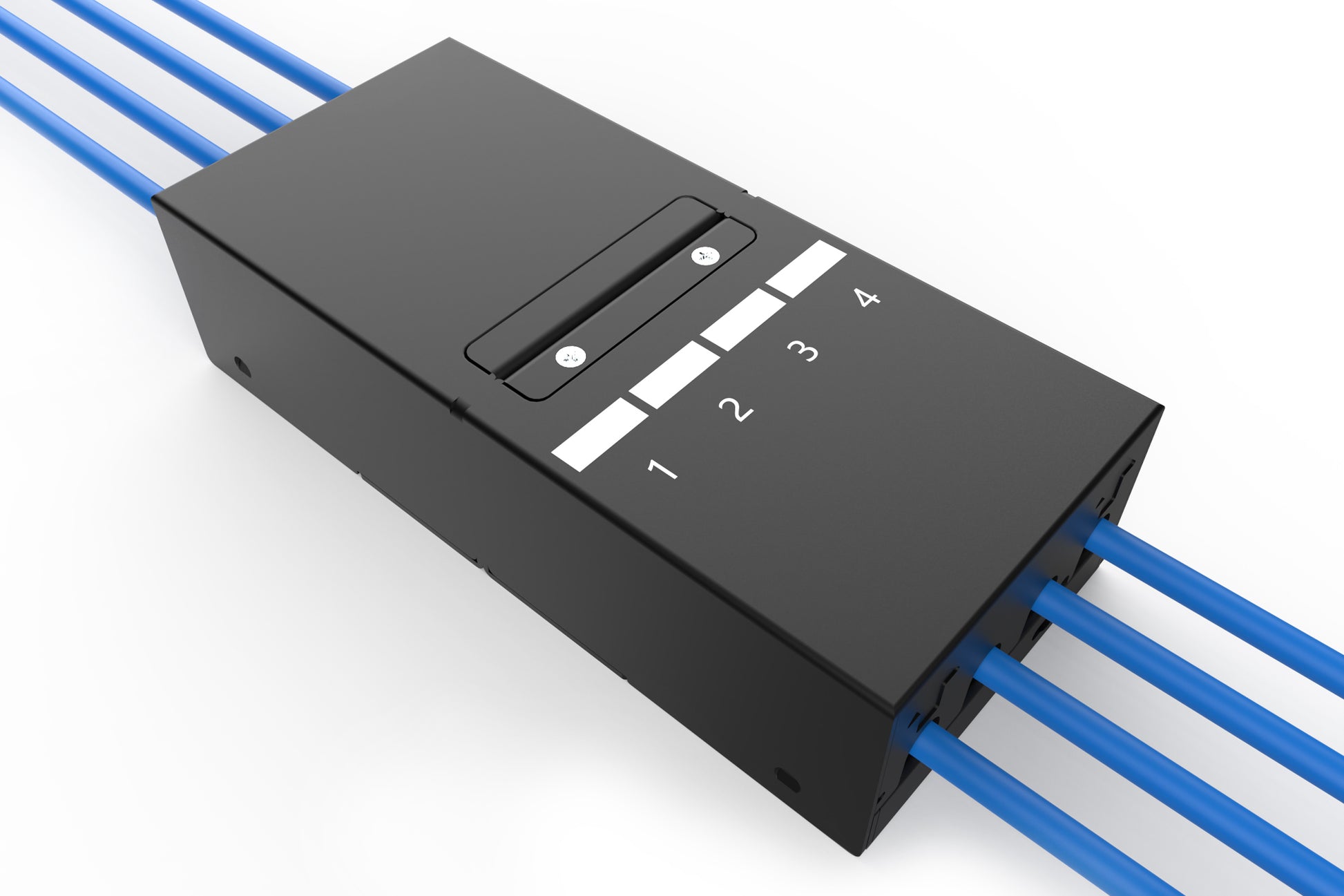 Digitus DN-93708-4 – Konsolidierungspunkt-Box, 4× Keystone (RJ-45), Stahl, Schwarz, 135×203×54 mm