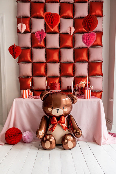 PartyDeco Folienballon Stehender Teddybär – Mehrfarbig – 75 × 84 cm – Folie – 1 Stk