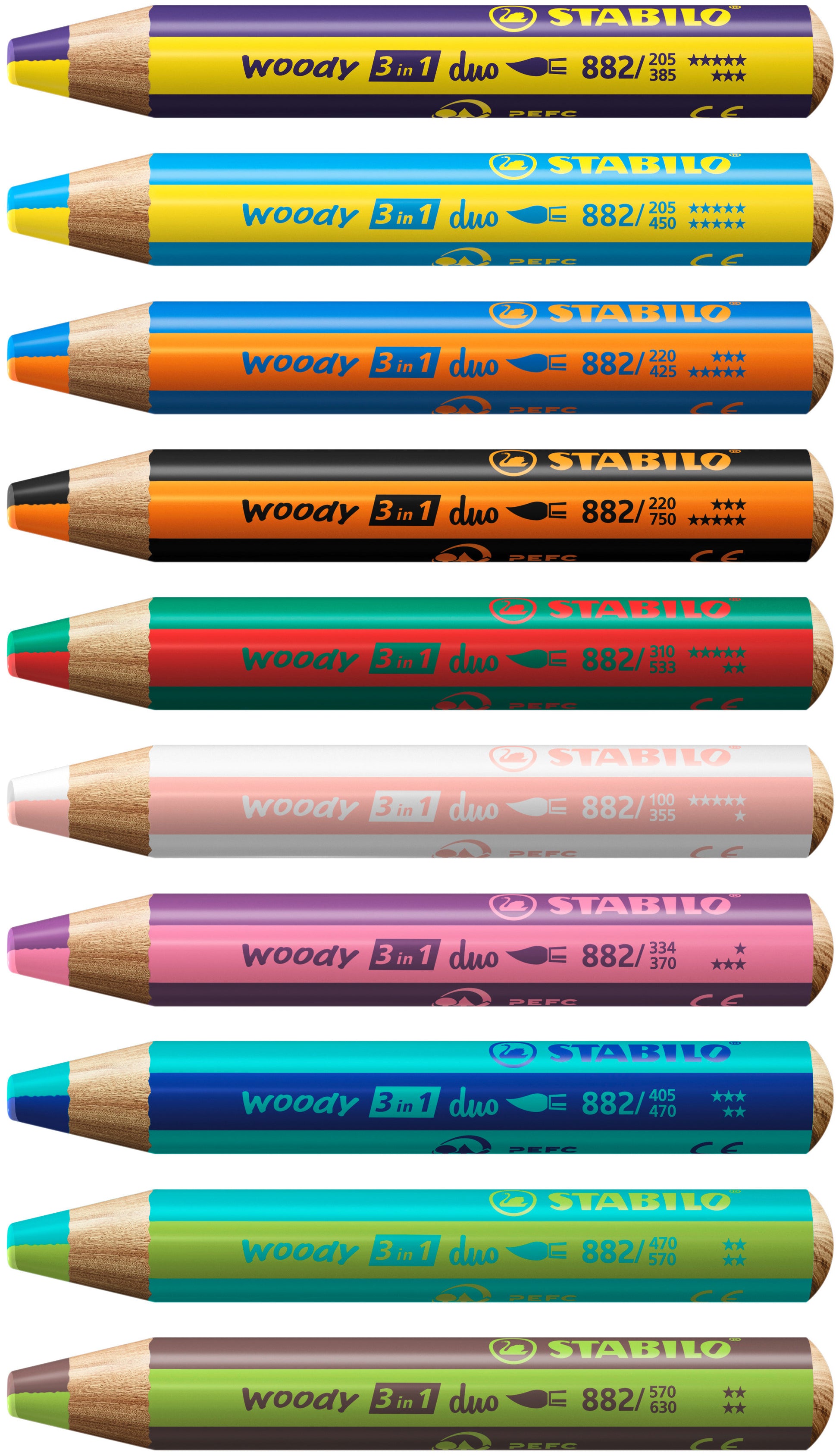 STABILO Buntstifte woody 3 in 1 Duo – 3-in-1, bicolor, Minendurchmesser 10 mm, 1 Stück, helles Cyan/Gelb