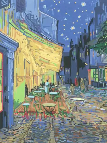 Ravensburger Malen-nach-Zahlen-Set – Café Terrace at Night (Vincent van Gogh) – 30 × 40 cm – ab 12 Jahren