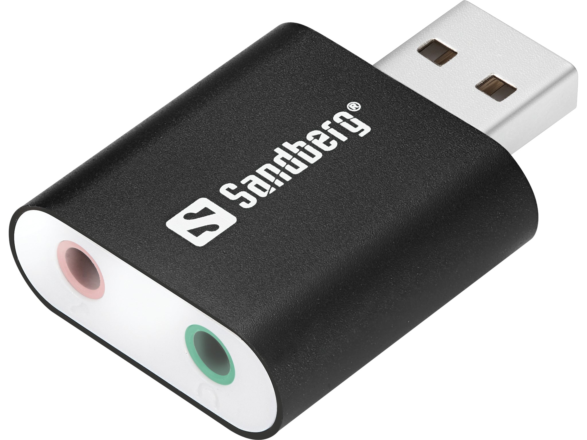 Sandberg USB-Audio-Adapter USB zu Kopfhörer/Mikrofon – Stereo (2,0 Kanäle), 1× Kopfhörer, Mikrofon-Eingang