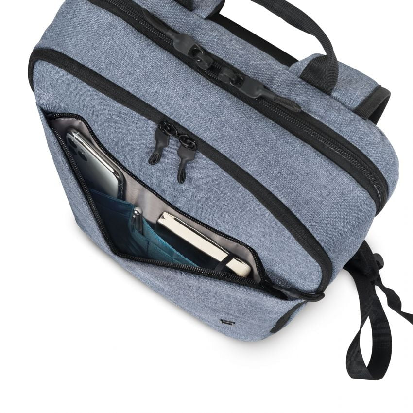 DICOTA Notebook-Rucksack Eco Backpack Slim MOTION – für 14,1", rPET-Polyester – Blue Denim, 270 × 410 × 100 mm