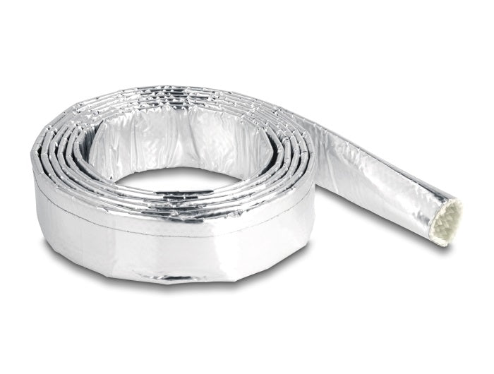 DeLOCK Kabelschlauch, Ø 16 mm × 2 m, Glasfaser, reflektierend – Silber