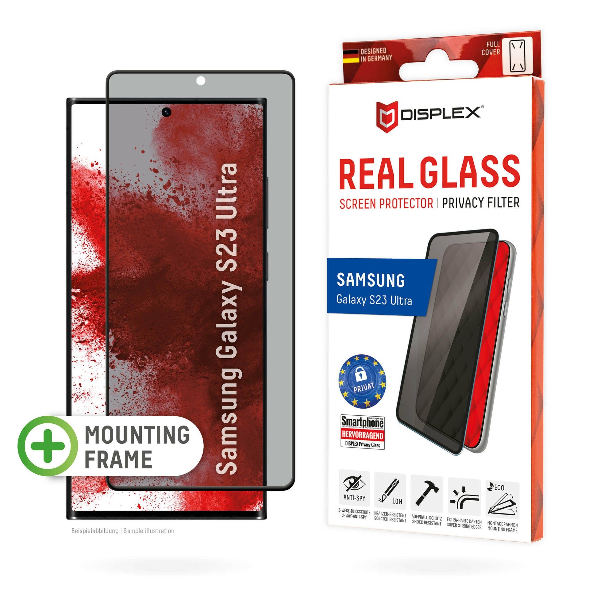 E.V.I. Displayschutzfolie – Privacy-Glas 3D, für Samsung Galaxy S23 Ultra