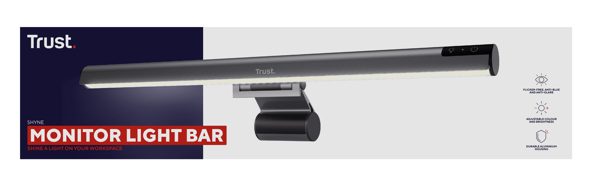 Trust Monitor-Lichtleiste Shyne – 3-Stufen-Dimmer, USB – Schwarz