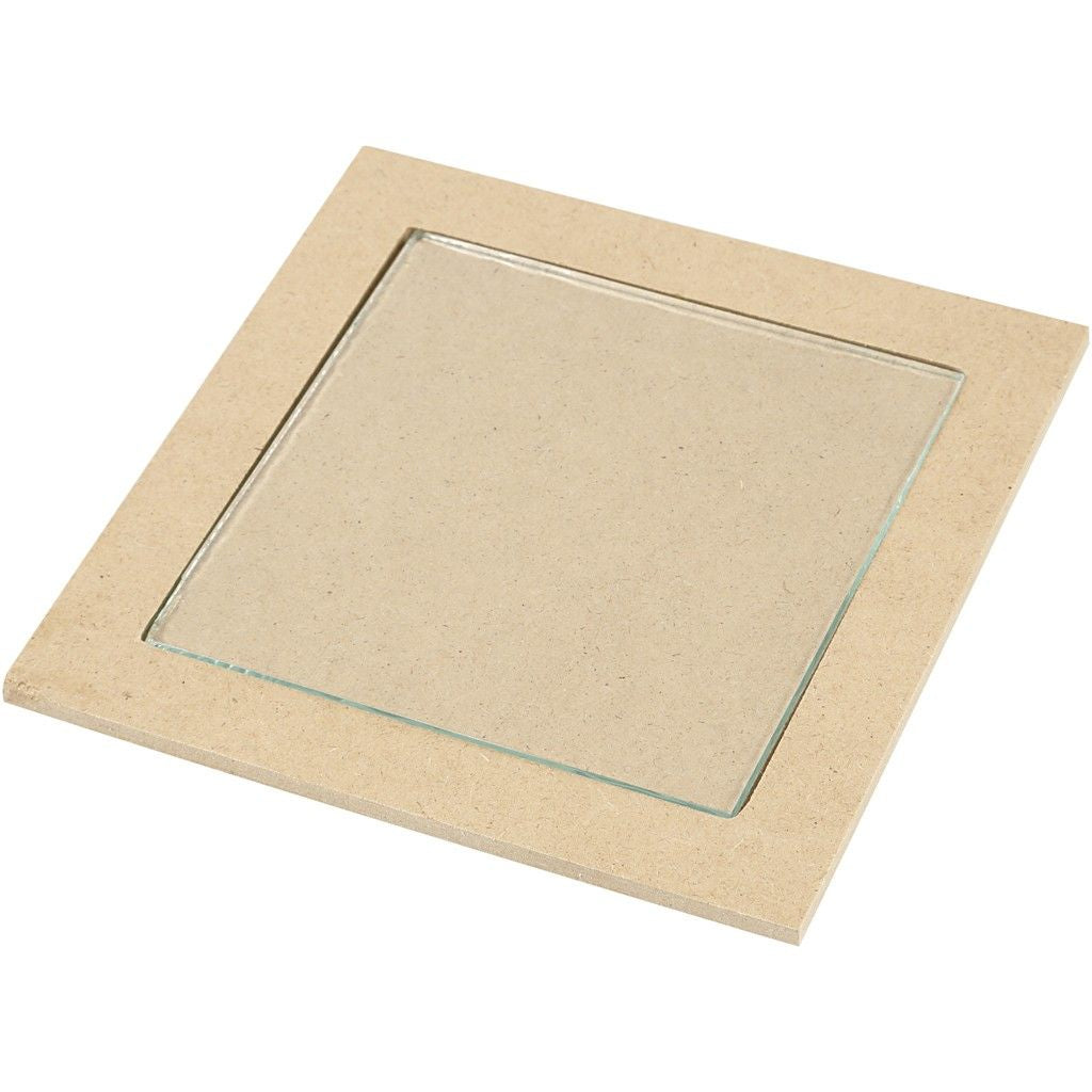 Creativ Company Untersetzer 23607 – 6er Set, 15 × 15 × 0,5 cm, MDF/Glas, Transparent